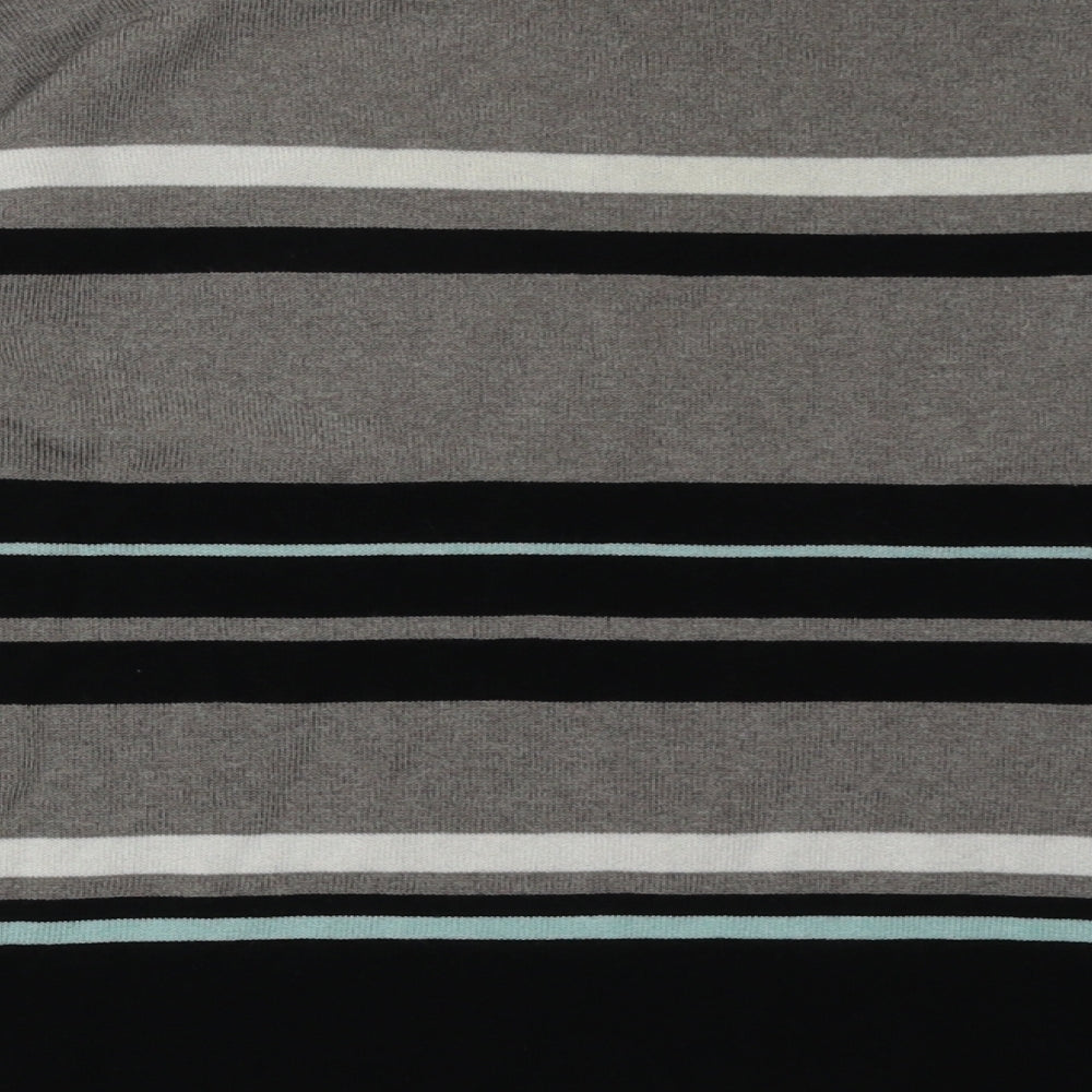 Marks and Spencer Womens Grey Striped Cotton Pullover Sweatshirt Size 8 Pullover