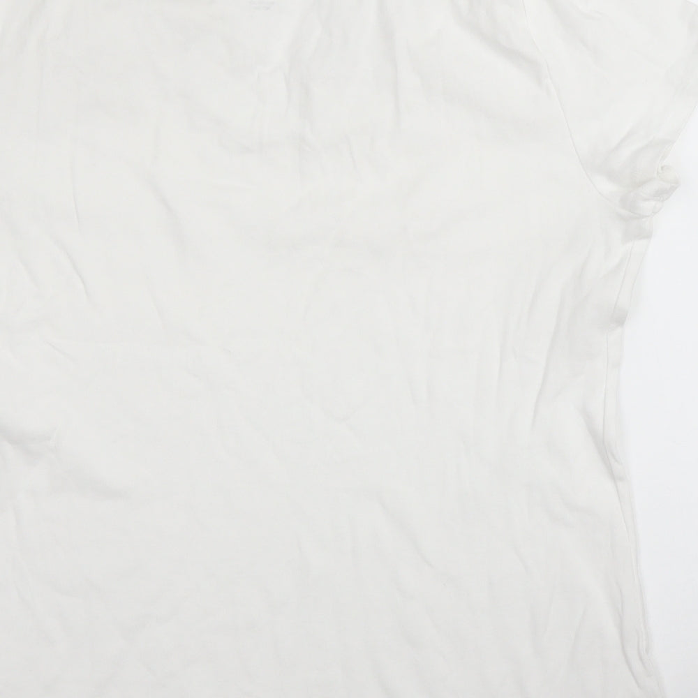 Style & Co Womens White Cotton Basic Blouse Size L Round Neck