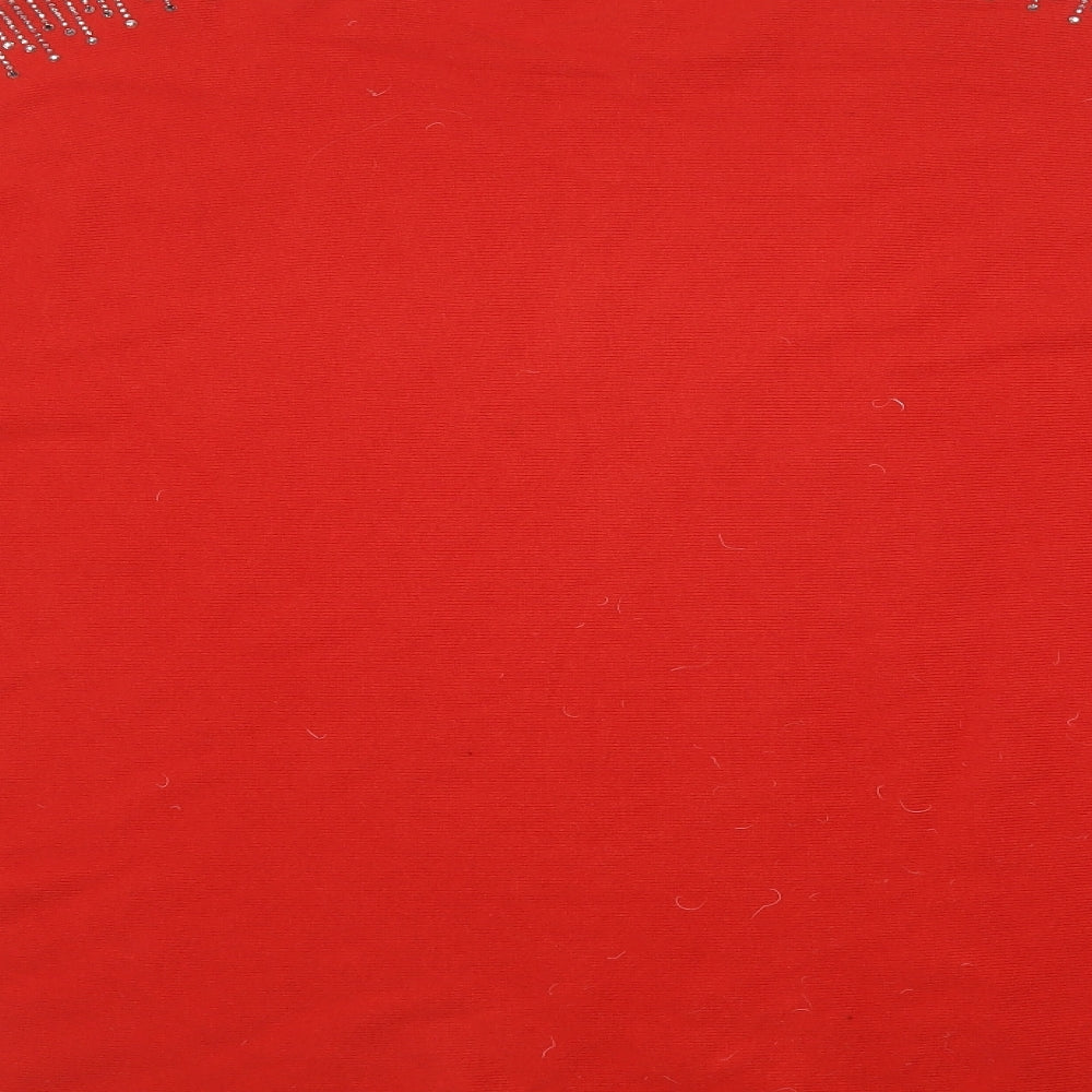 TU Womens Red Crew Neck Viscose Tunic Jumper Size L