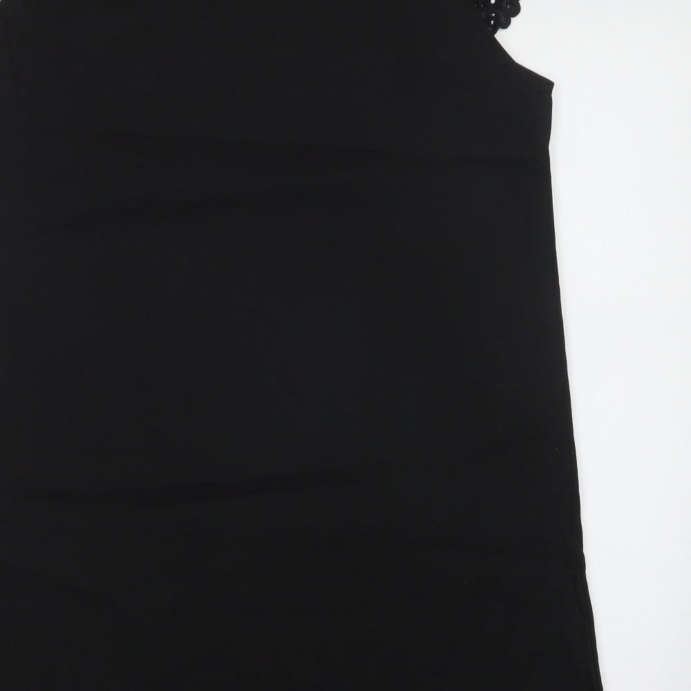 SheIn Womens Black Polyester A-Line Size L Round Neck Button