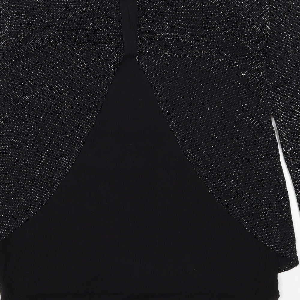 Prague Womens Black Polyester Basic T-Shirt Size M Round Neck