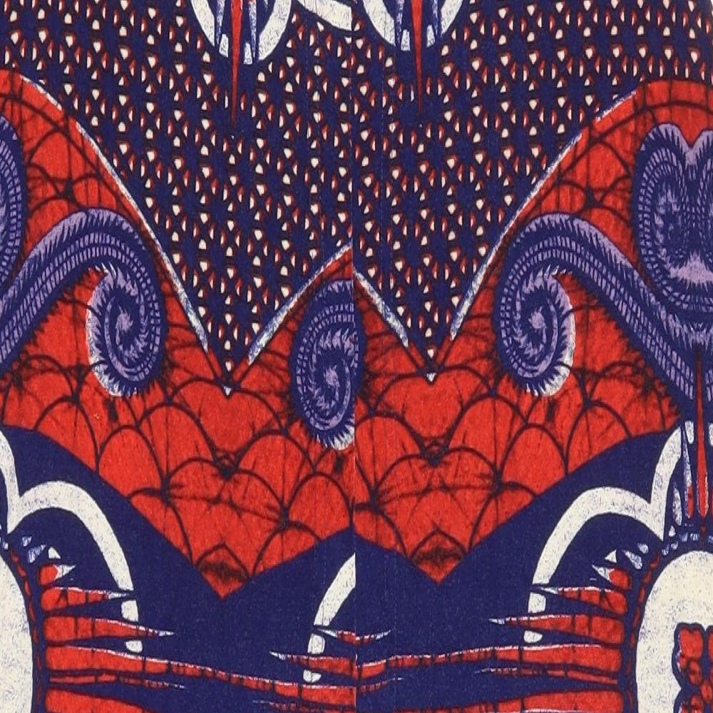 NEXT Womens Blue Geometric Viscose Basic Tank Size 10 V-Neck - Red