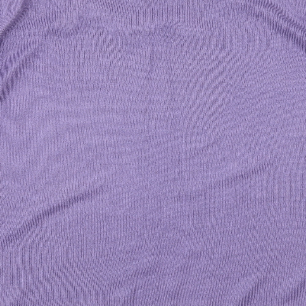 Bonmarché Womens Purple Round Neck Acrylic Pullover Jumper Size M - Leaves