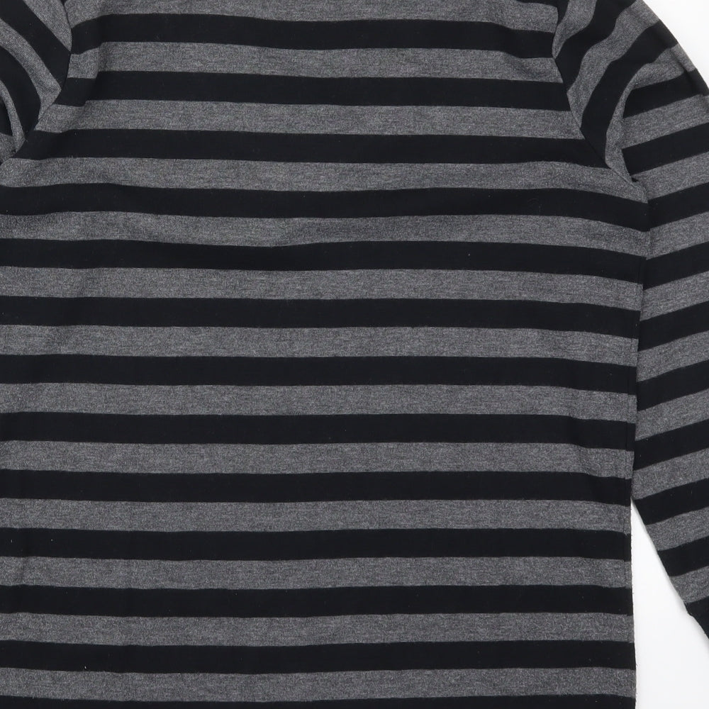 Casual Comfort Womens Grey Striped Polyester Pullover Sweatshirt Size 12 Pullover