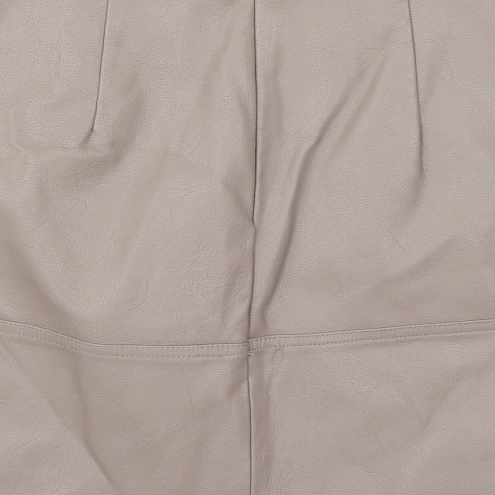 New Look Womens Brown Polyurethane A-Line Skirt Size 12 Zip