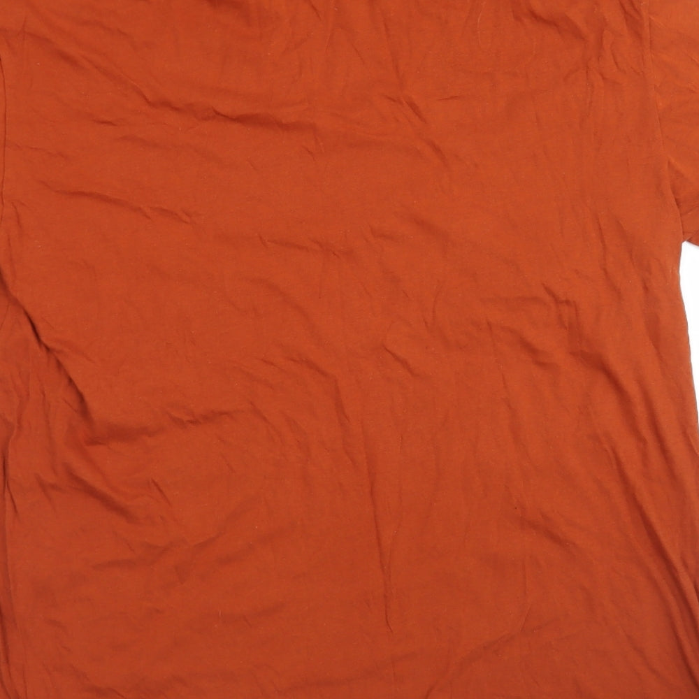Topshop Womens Brown Cotton Basic T-Shirt Size XS Crew Neck - Longline