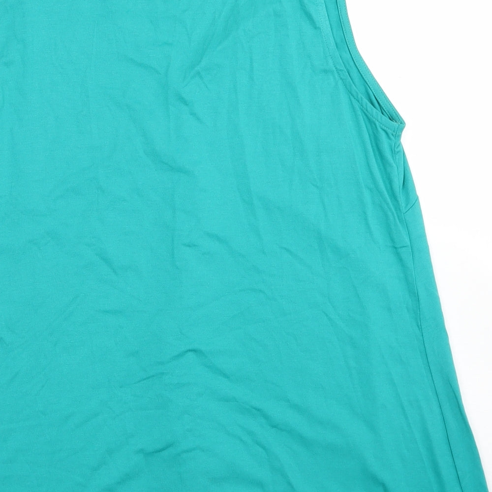 Bonmarché Womens Blue Viscose Basic Tank Size 14 V-Neck