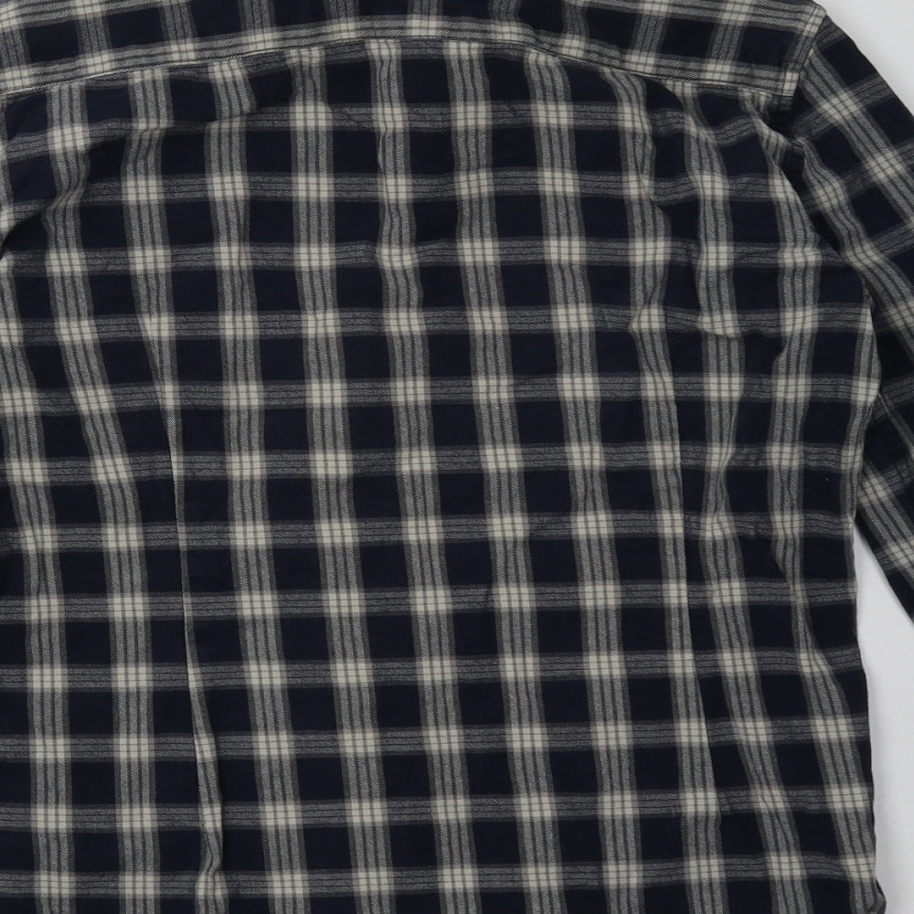 ASOS Mens Blue Check Cotton Button-Up Size M Collared Button