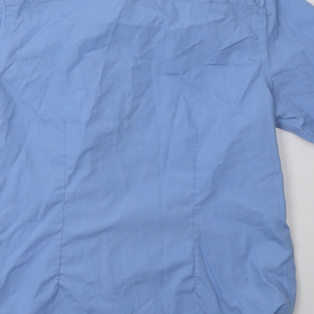 Marks & Spencer Boys Blue Polyester Basic Button-Up Size 12-13 Years Collared Button - School Wear