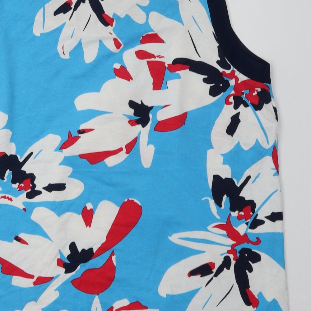 label be Womens Blue Floral Viscose Basic Tank Size 14 Crew Neck