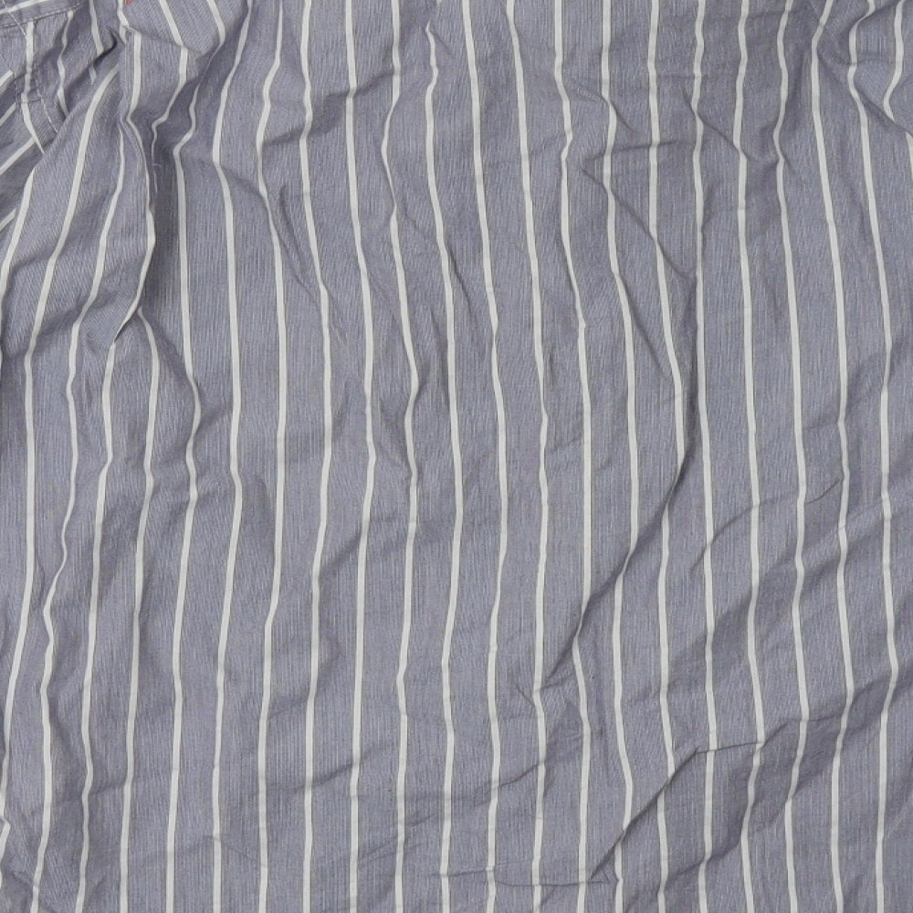 French Connection Mens Blue Striped Cotton Button-Up Size S Collared Button