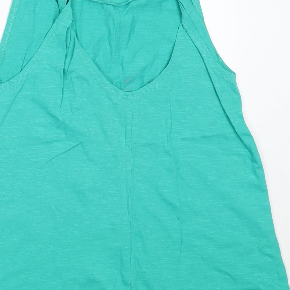 NEXT Girls Green Cotton Basic Tank Size 11 Years Round Neck