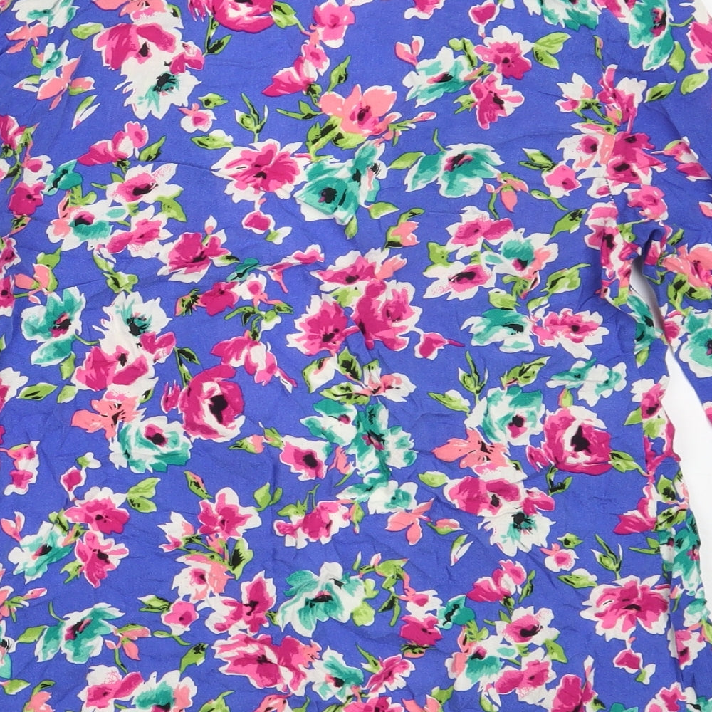 New Look Womens Blue Floral Jacket Blazer Size 8