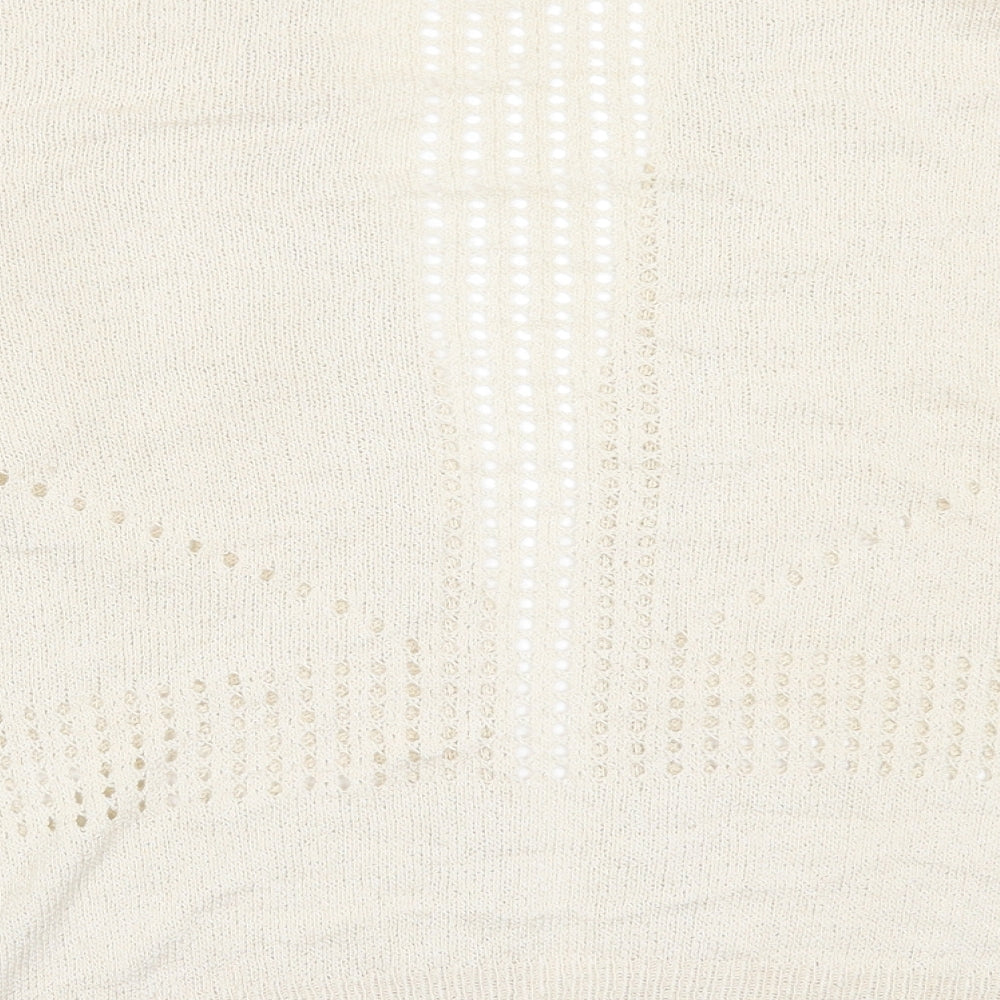 Peacocks Womens Ivory Round Neck Acrylic Cardigan Jumper Size M