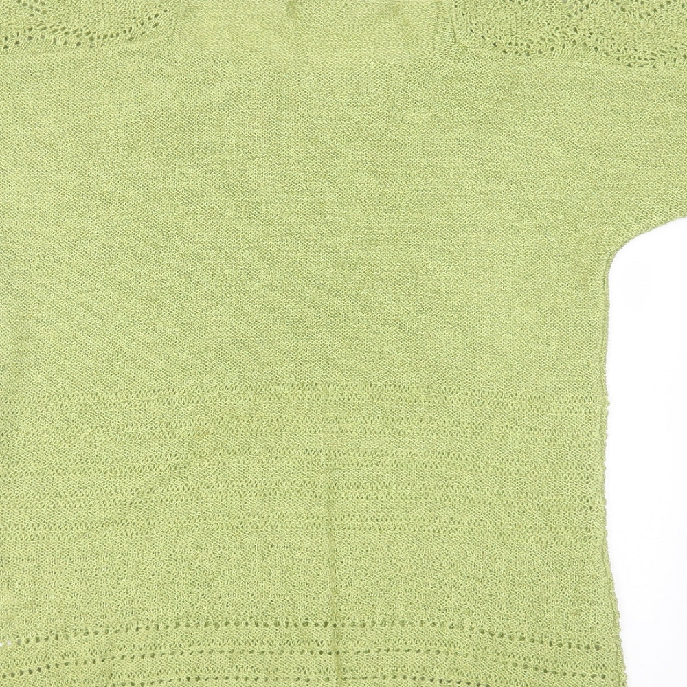 Marks and Spencer Womens Green Square Neck Acrylic Pullover Jumper Size 12