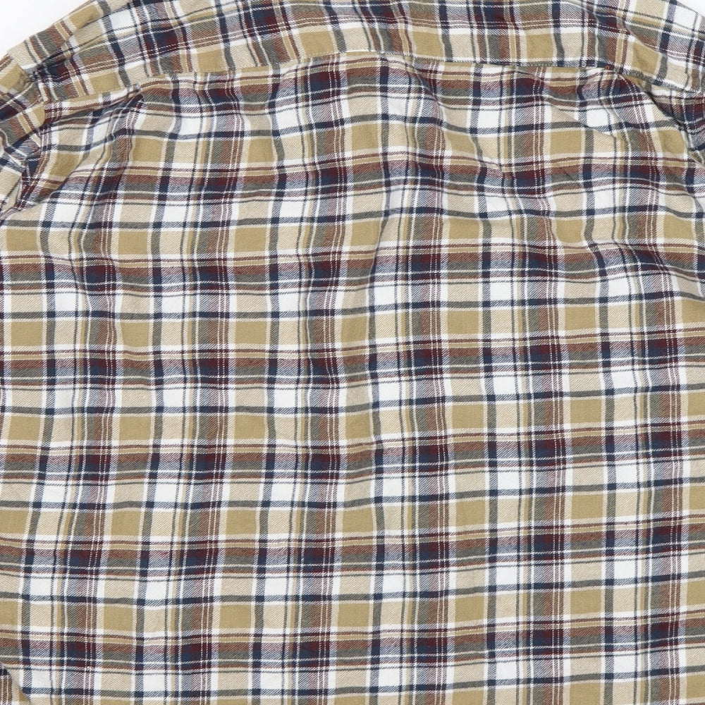Pegasus Mens Multicoloured Plaid Cotton Button-Up Size XL Collared