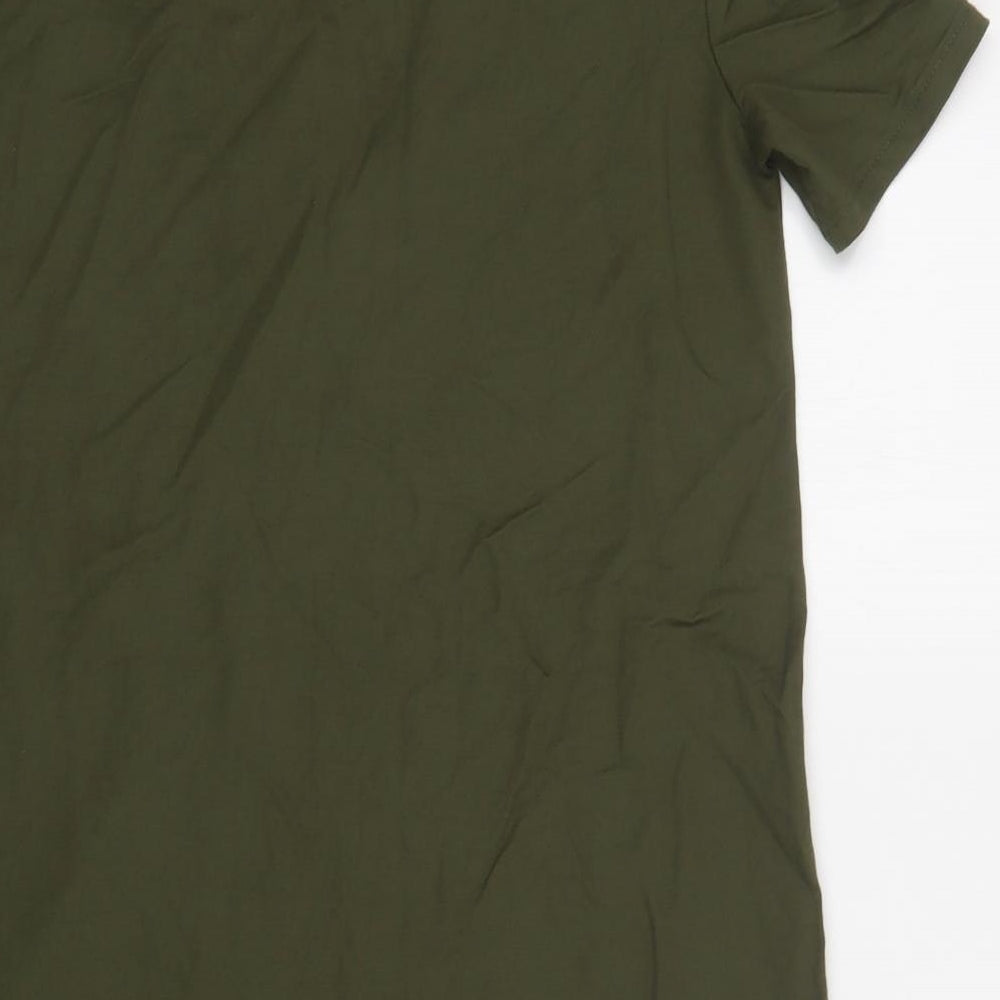 Zara Womens Green Viscose A-Line Size S V-Neck