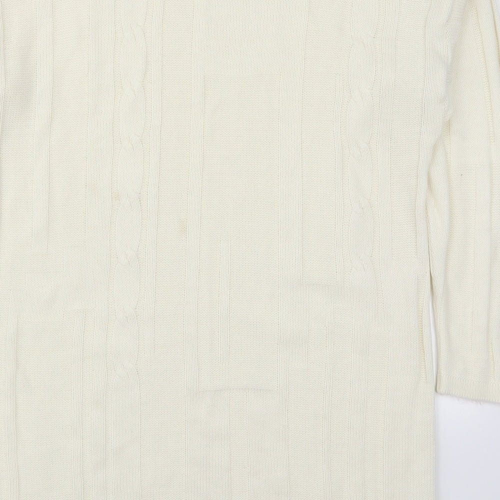 Marks & Spencer Womens White Round Neck Acrylic Pullover Jumper Size 10
