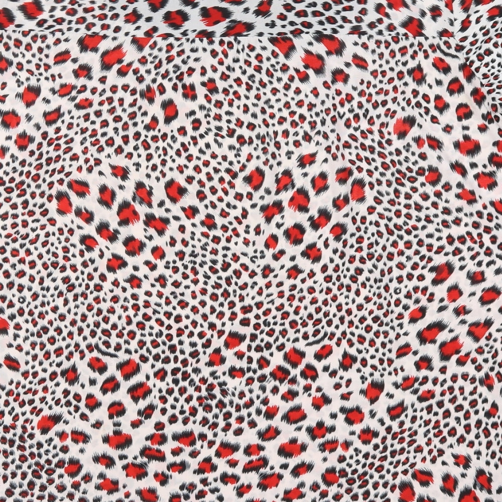 Cecilia Womens Red Animal Print Cotton Basic T-Shirt Size M Round Neck