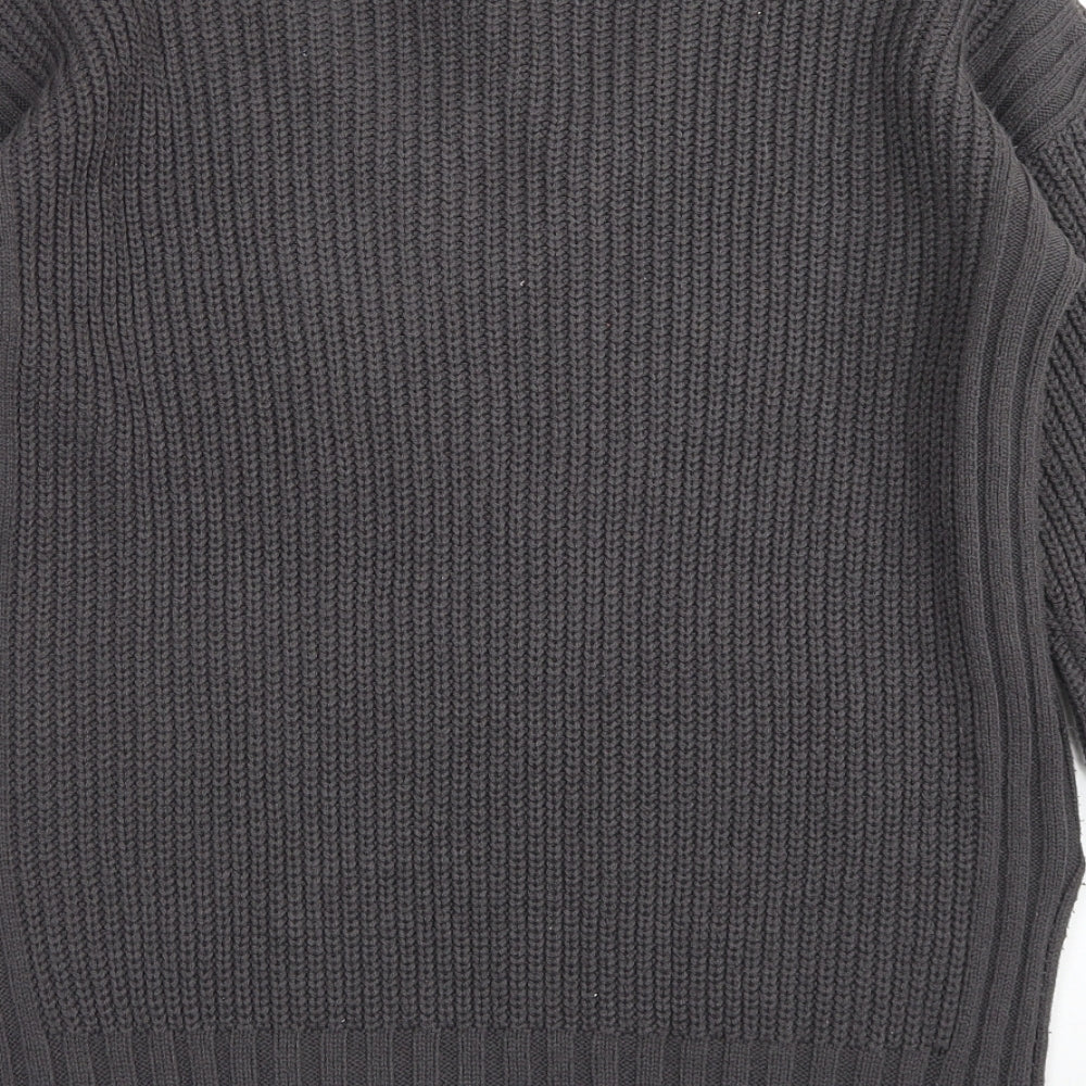 Papaya Womens Grey V-Neck Acrylic Pullover Jumper Size M