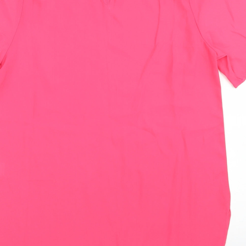 Studio Womens Pink Polyester Basic Blouse Size 8 Crew Neck