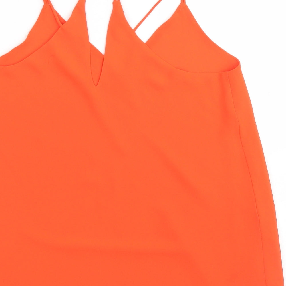 New Look Womens Orange Polyester Camisole Blouse Size 8 Round Neck