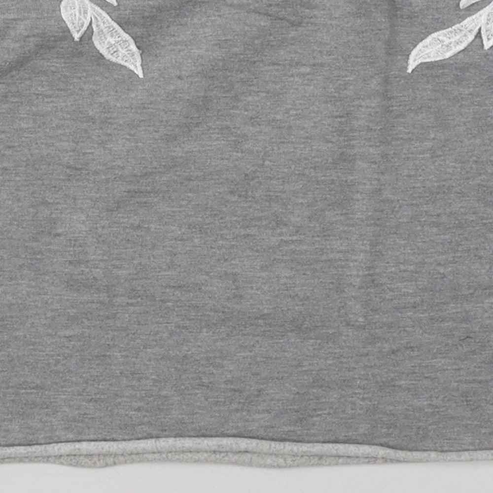 Miss Selfridge Womens Grey Floral Polyester Pullover Sweatshirt Size 10 Pullover