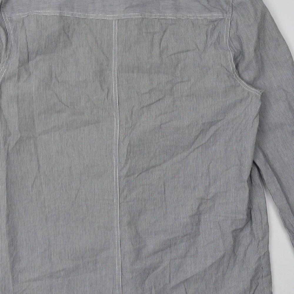 bellfields Mens Blue Striped Cotton Button-Up Size M Collared Button