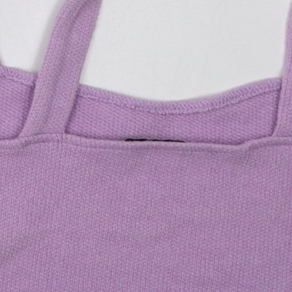 Pull&Bear Womens Purple Polyester Cropped Tank Size S Scoop Neck