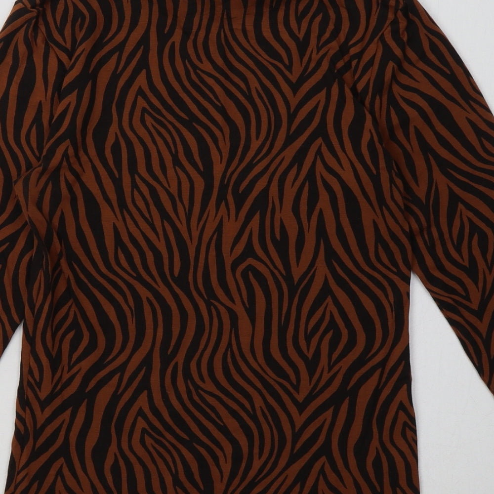 Marks & Spencer Womens Brown Animal Print Viscose Pullover Sweatshirt Size 12 Pullover