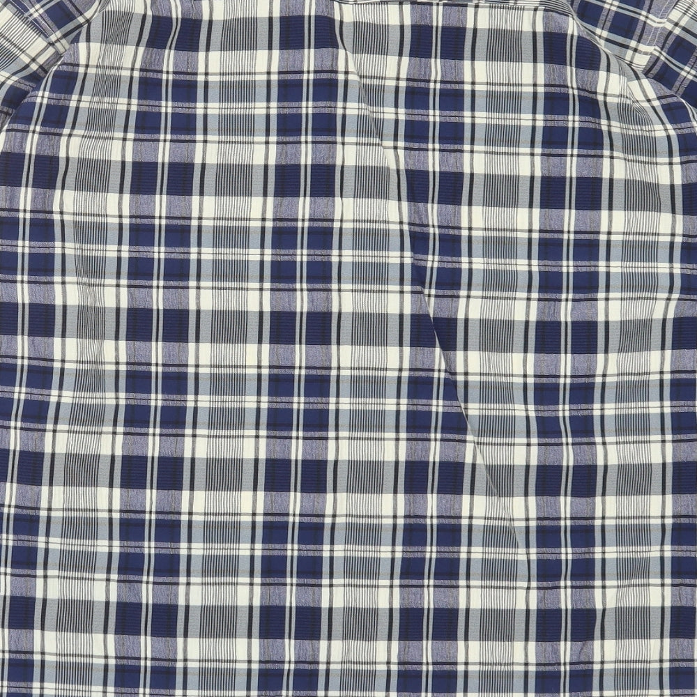 Island Republic Mens Blue Check Polyester Button-Up Size M Collared Button