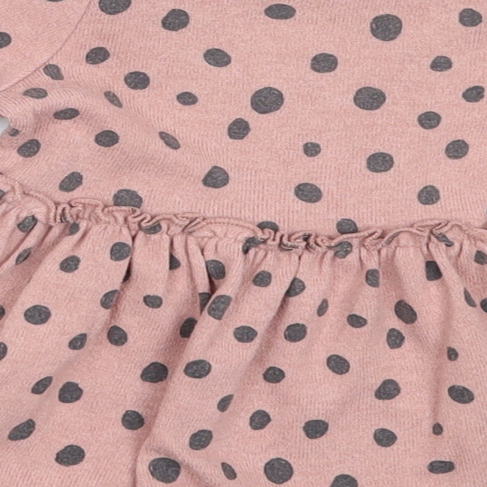 George Girls Pink Polka Dot Vinyl Fit & Flare Size 3-6 Months Round Neck