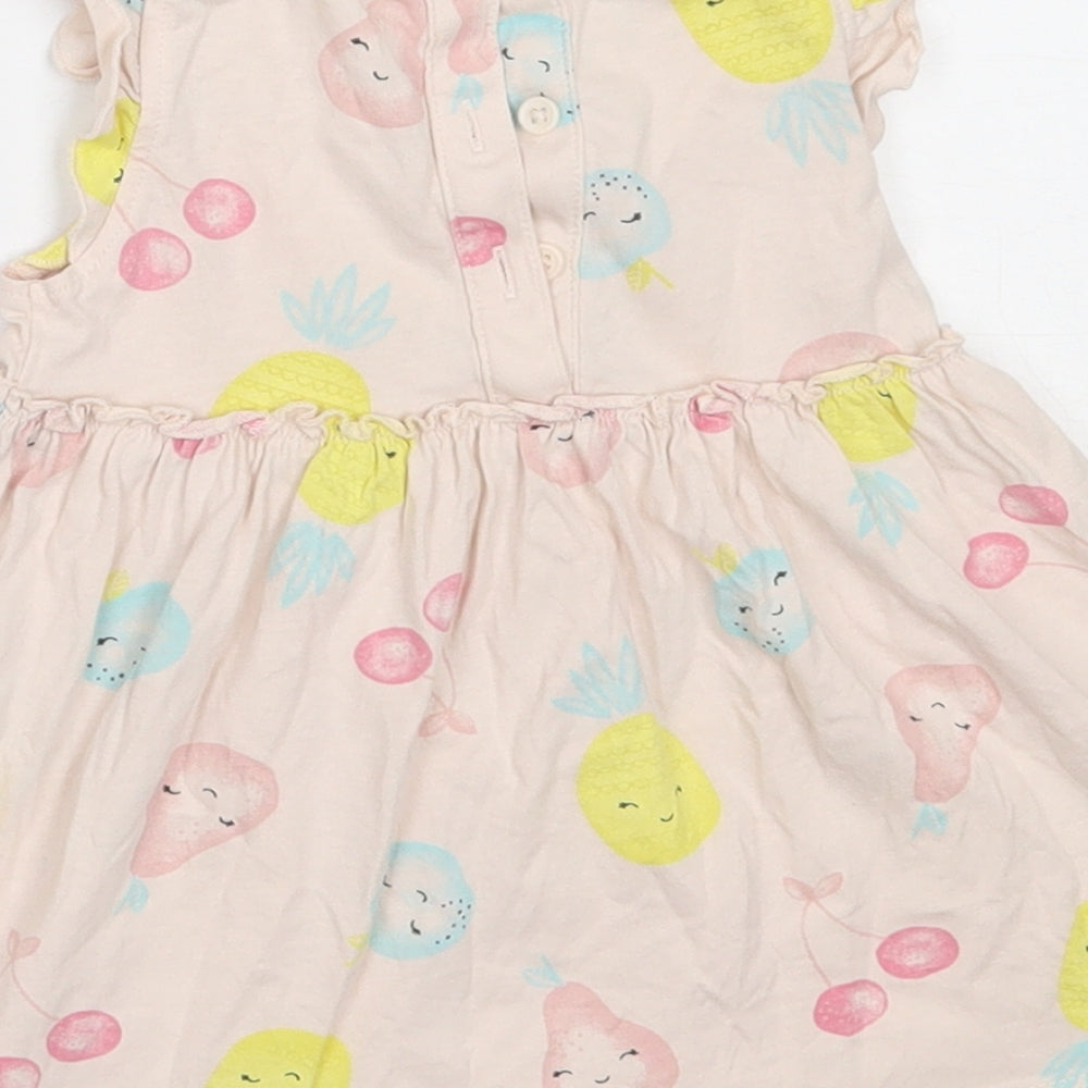 Matalan Girls Pink Cotton Fit & Flare Size 3-6 Months Round Neck