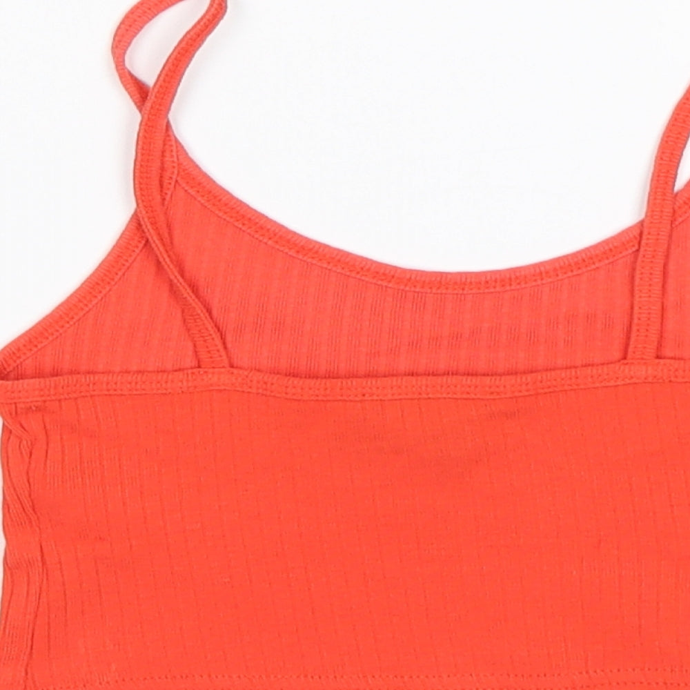 Topshop Womens Orange Cotton Cropped Tank Size 4 Round Neck
