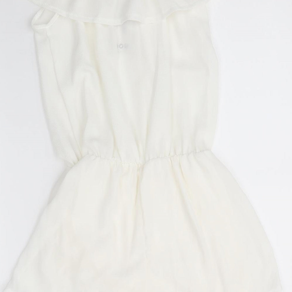 Boohoo Womens Ivory Polyester Playsuit One-Piece Size M