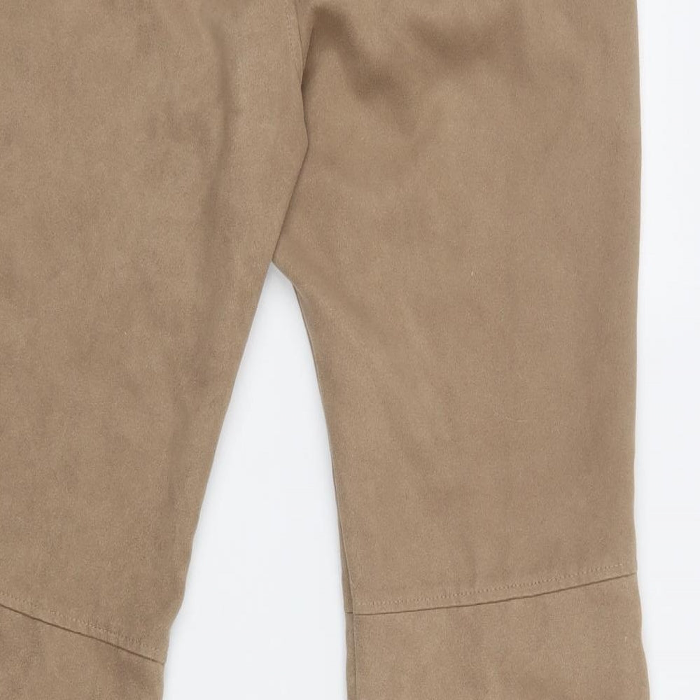 Marks & Spencer Womens Beige Polyester Trousers Size 16 L30 in Regular Hook & Loop