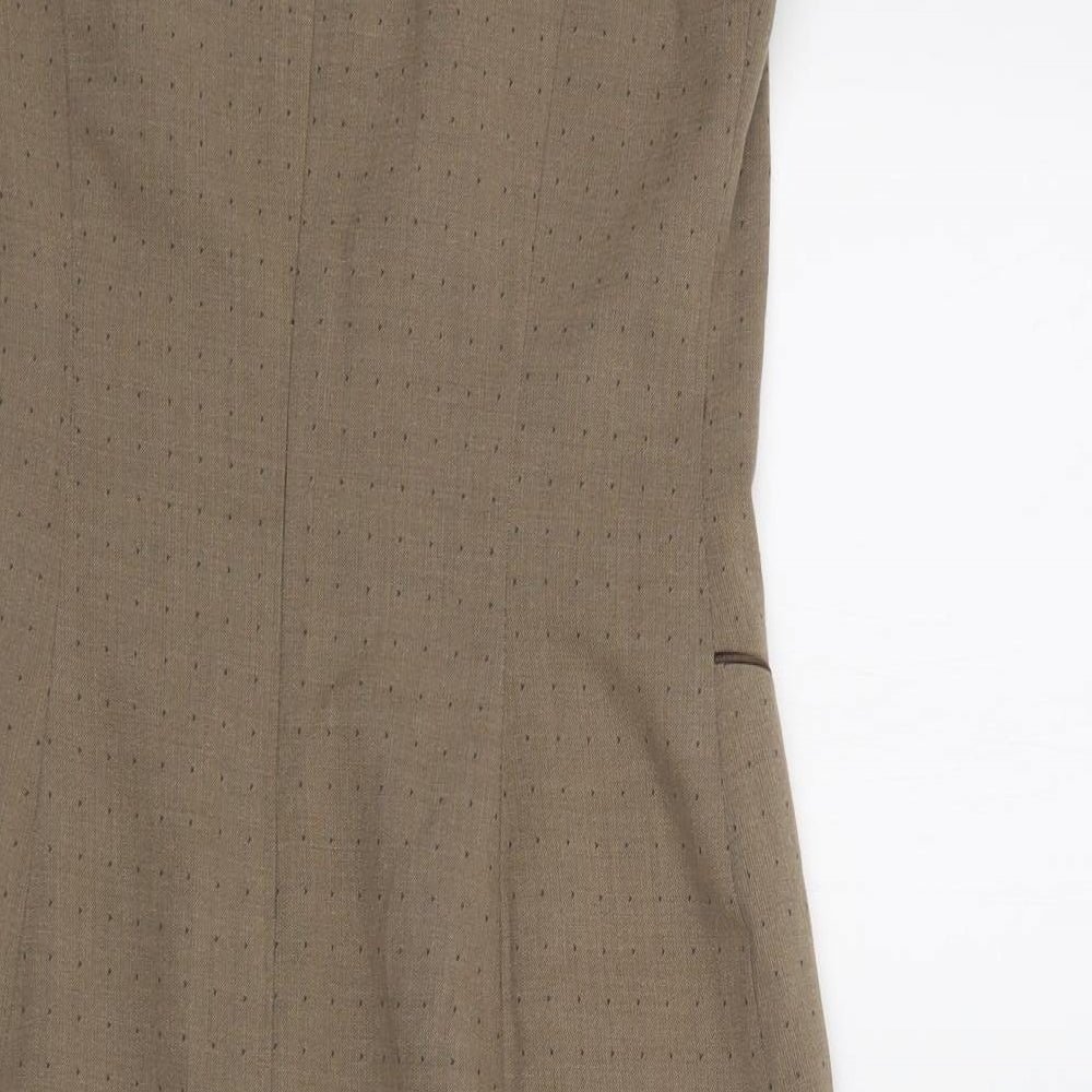 NEXT Womens Beige Polka Dot Polyester Pencil Dress Size 10 Round Neck Zip