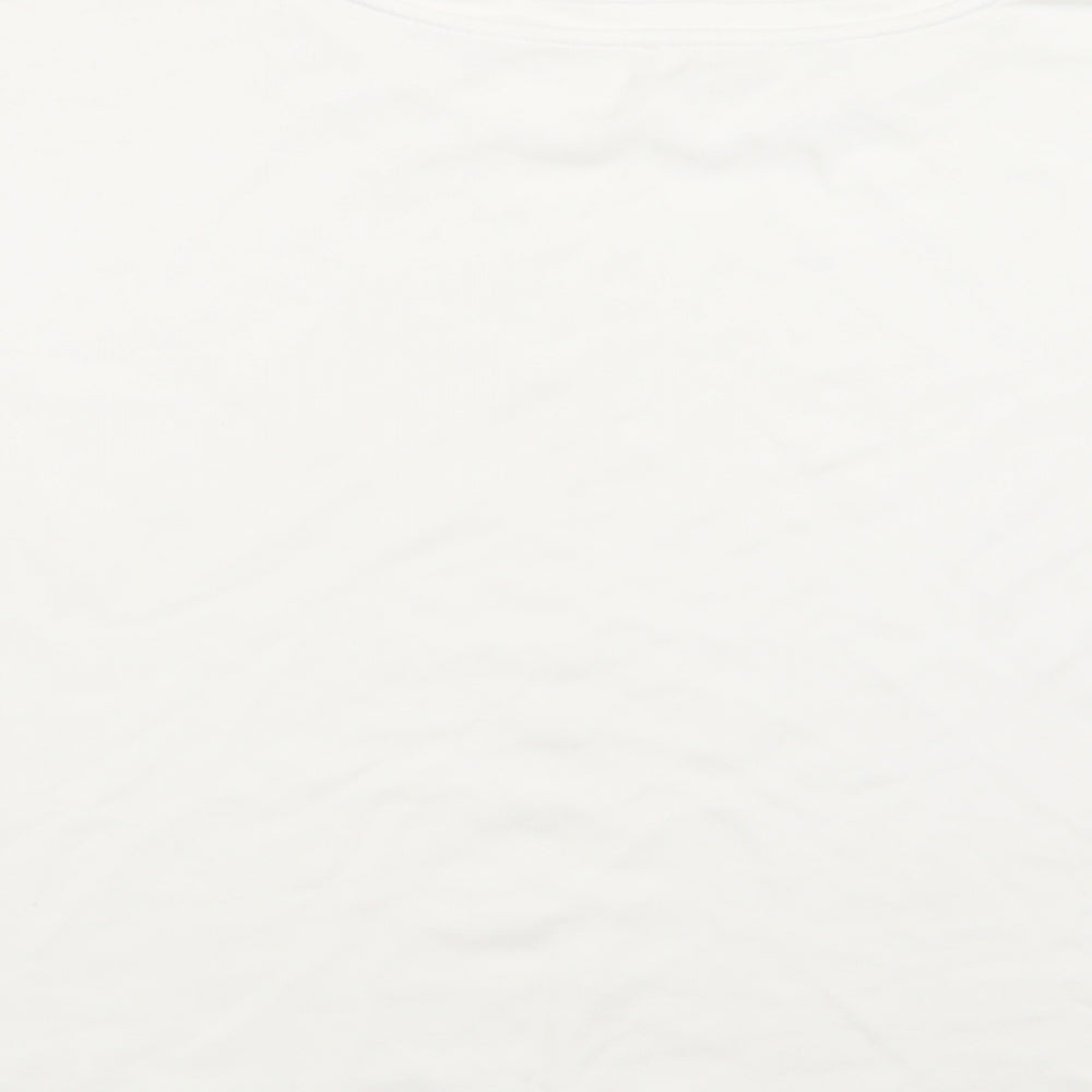 Jane and Delancey Womens White Viscose Basic Blouse Size L Crew Neck