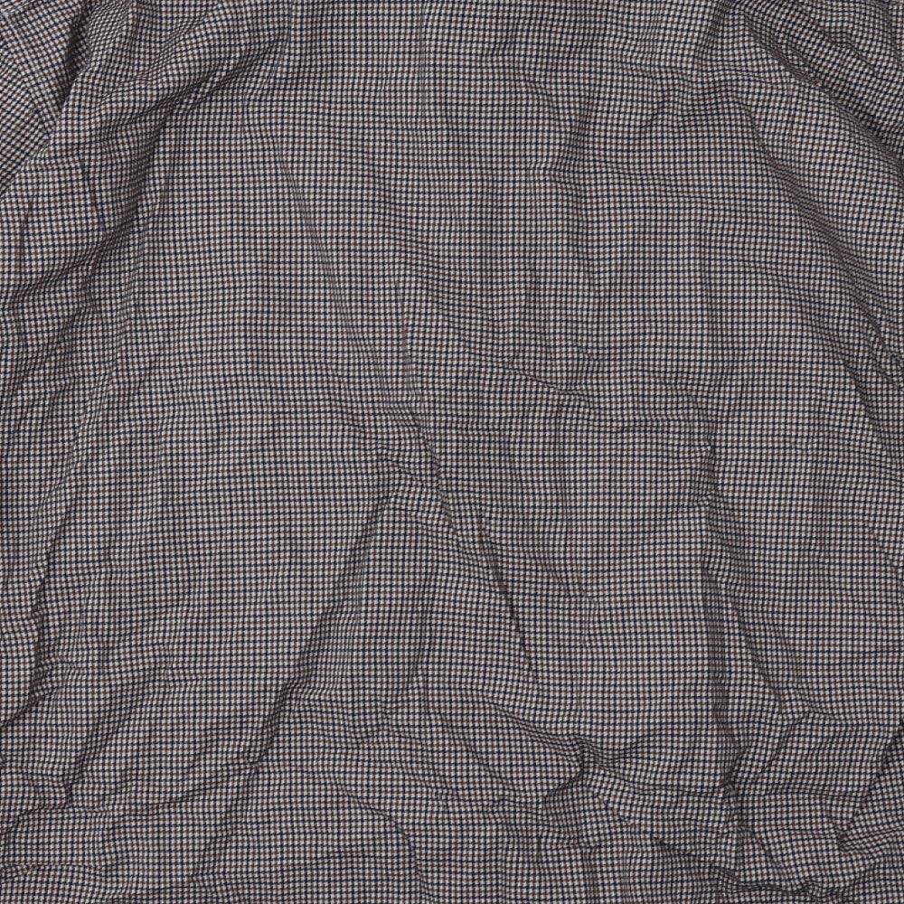 Matalan Mens Brown Check Cotton Button-Up Size 16 Collared Button