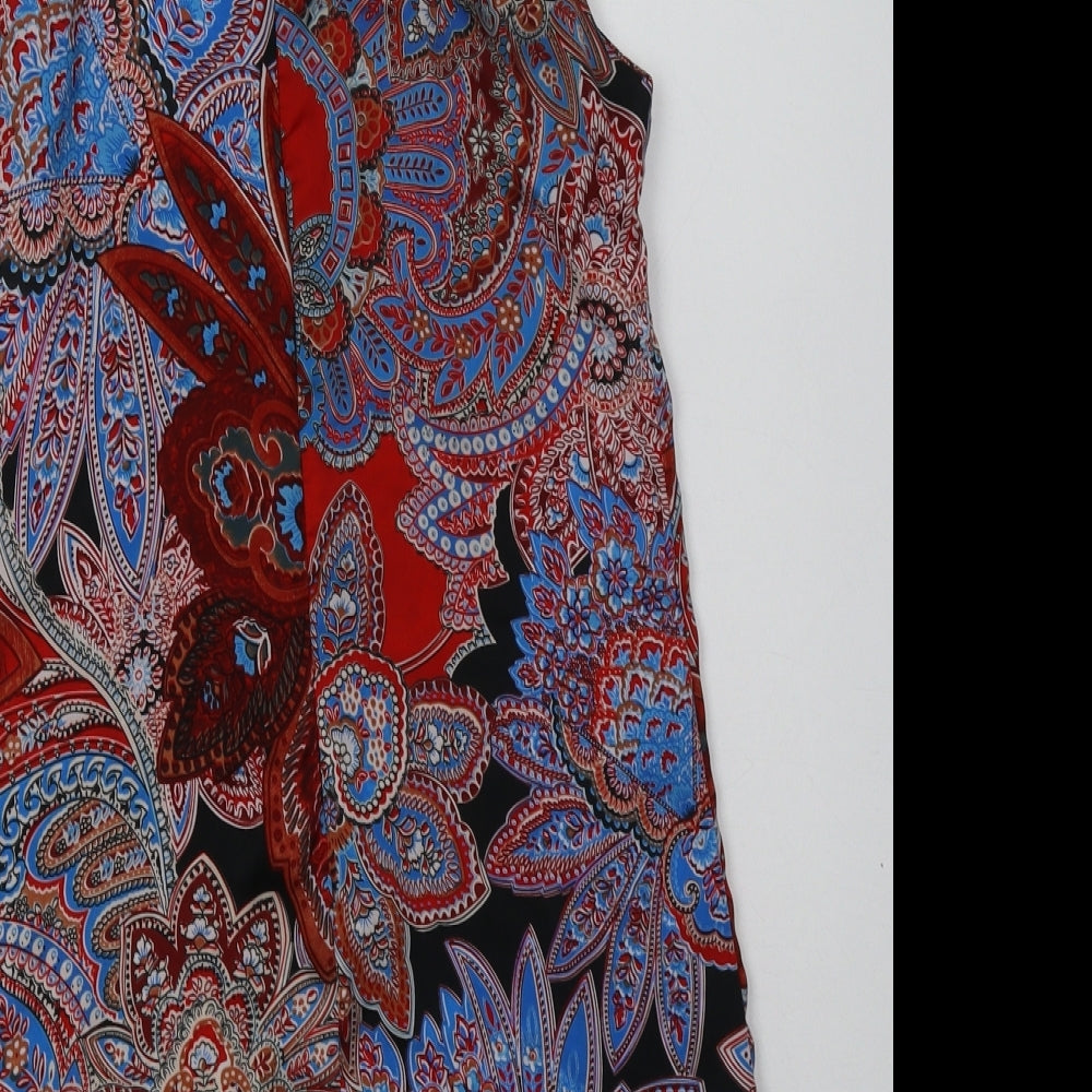 Glamorous Womens Red Geometric Polyester A-Line Size 6 Crew Neck Zip