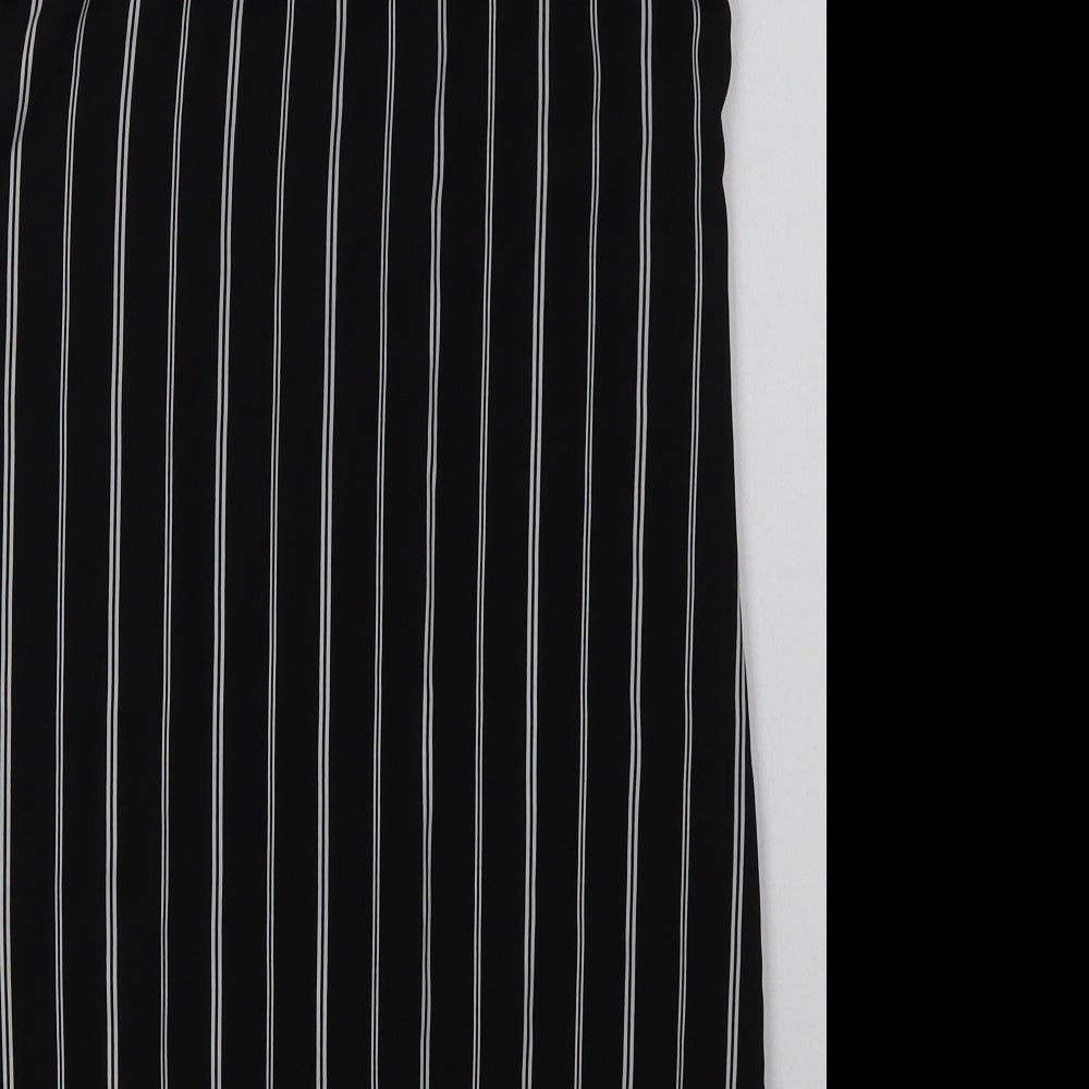 FOREVER 21 Womens Black Striped Polyester A-Line Size S V-Neck Pullover