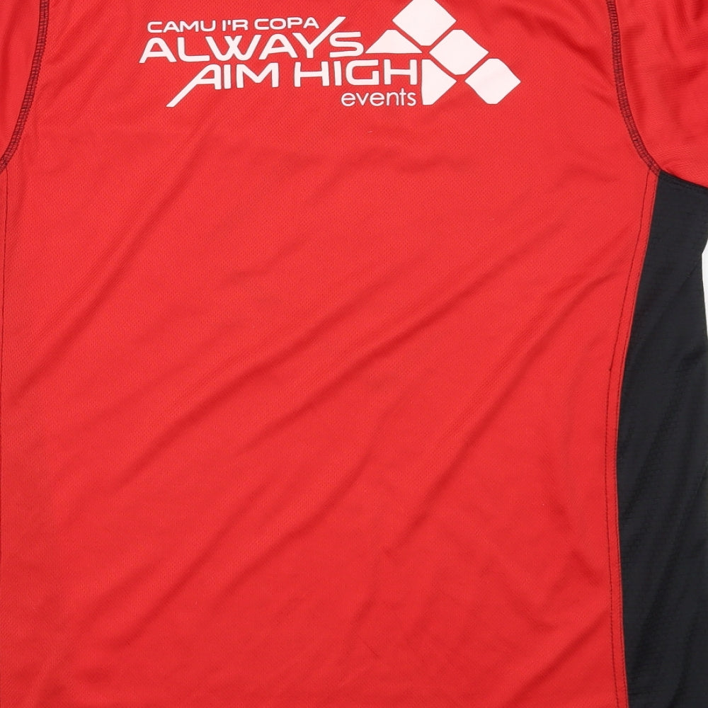 Titan Mens Red Polyester Basic T-Shirt Size L Round Neck