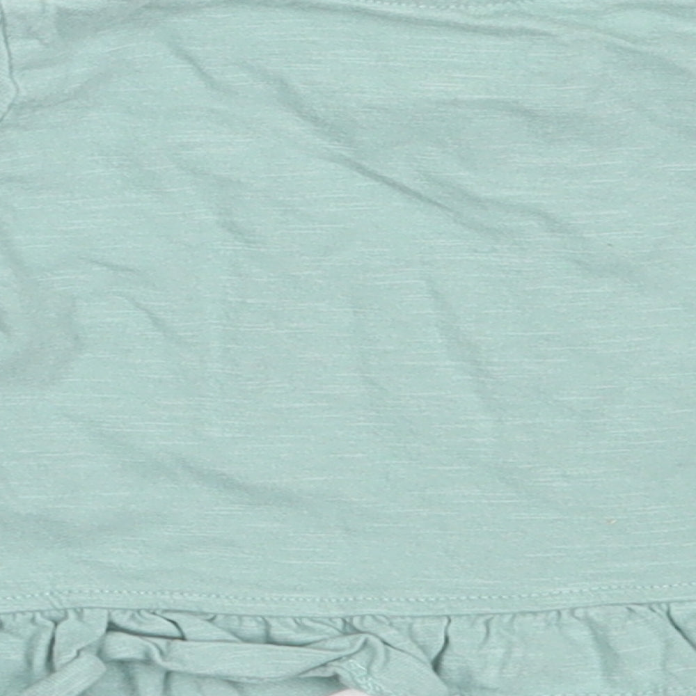 Primark Girls Blue Cotton Basic T-Shirt Size 3-6 Months Round Neck