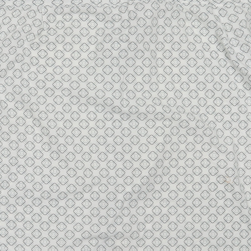 Petroleum Mens White Geometric Cotton Button-Up Size L Collared