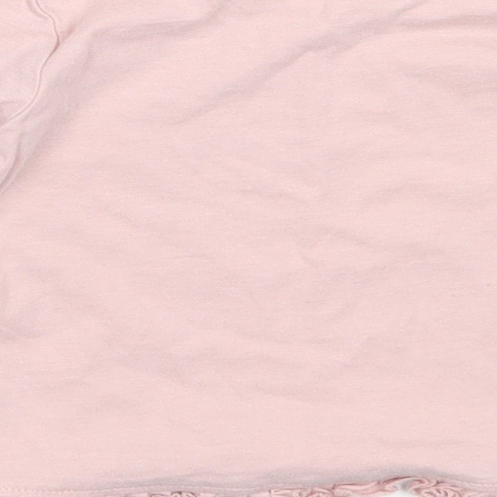 George Girls Pink Cotton Basic T-Shirt Size 3-6 Months Round Neck