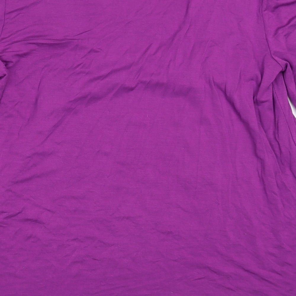 Daxon Womens Purple Viscose Basic Blouse Size 42 Round Neck