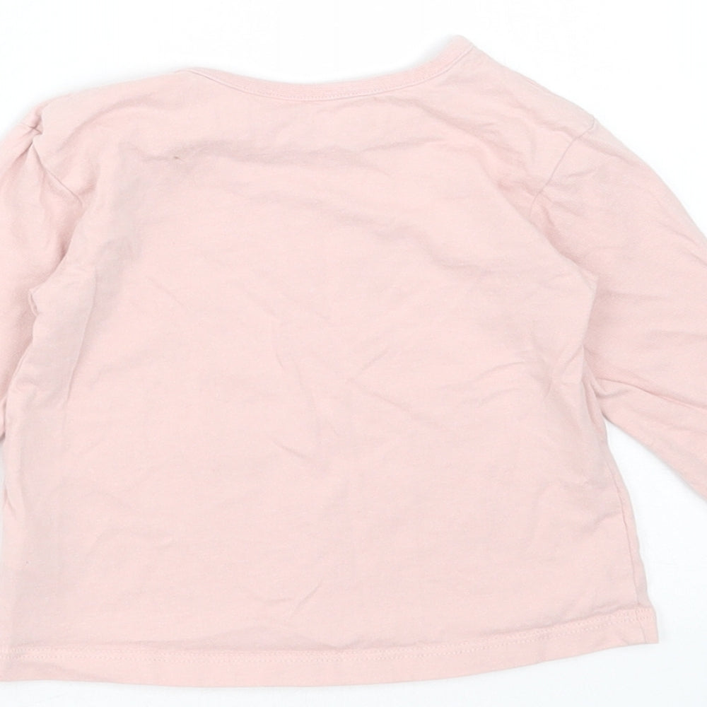 George Girls Pink Cotton Basic T-Shirt Size 6-9 Months Round Neck - Wide Awake