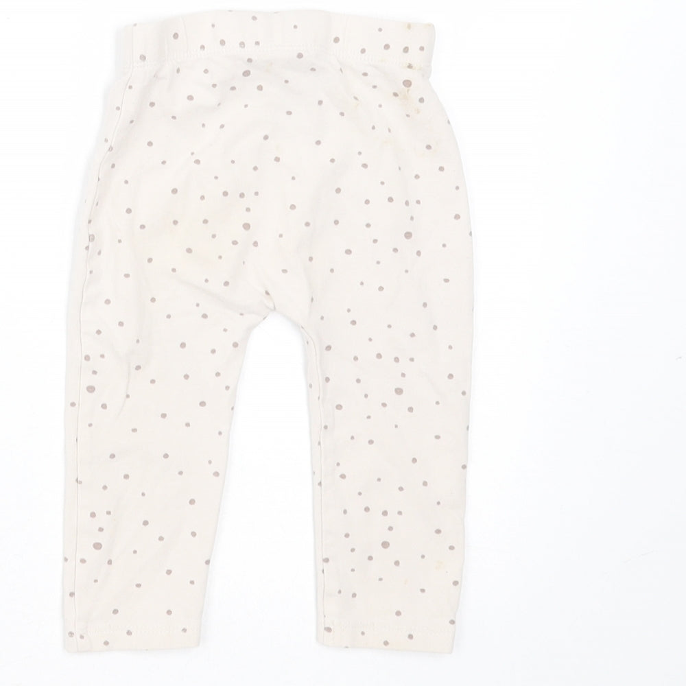 George Girls Beige Spotted Cotton Trousers Size 6-9 Months - leggings