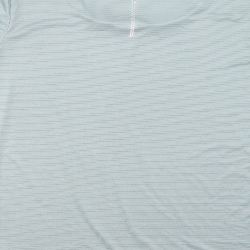 XT Womens Green Striped Polyester Basic T-Shirt Size 14 Round Neck