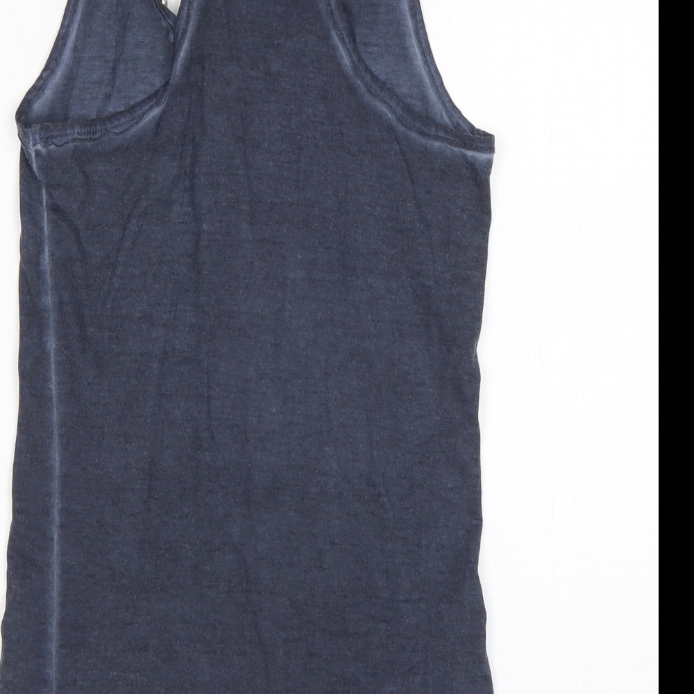 Brave Soul Womens Blue Cotton Basic Tank Size XS Round Neck